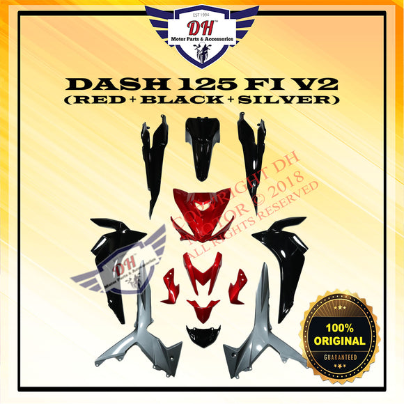 DASH 125 FI V2 (ORIGINAL) COVER SET HONDA DASH 125FI (RED + BLACK + SILVER)
