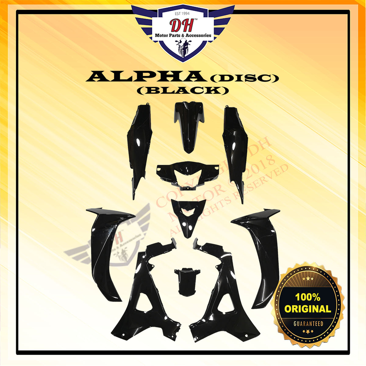ALPHA (DISC) (ORIGINAL) COVER SET HONDA FULL SET (BLACK) – DH MOTOR ...