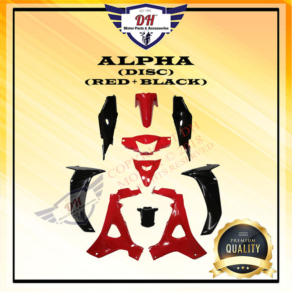 ALPHA (DISC) COVER SET HONDA (RED + BLACK) FULL SET