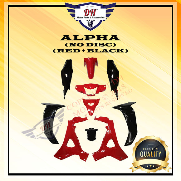 ALPHA (NO DISC) COVER SET HONDA (RED + BLACK) FULL SET