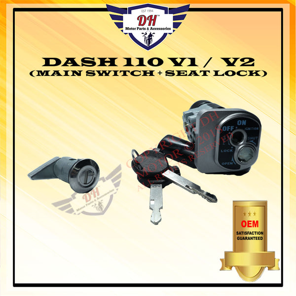 DASH 110 V1 / V2 JINKUN IGNITION MAIN SWITCH ASSY + SEAT LOCK HONDA