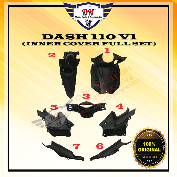 DASH 110 V1 (ORIGINAL) HONDA MATT BLACK INNER COVER FULL SET (1-7)