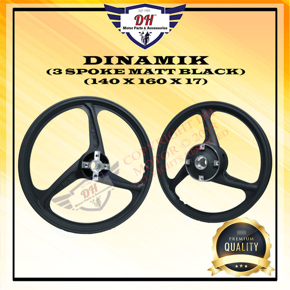 DINAMIK SPORT RIM WITH BUSH AND BEARING 3 SPOKE 140 X 160 X 17 MODENAS