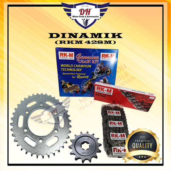 DINAMIK RKM 428M FULL STEEL SPROCKET CHAIN SET MODENAS