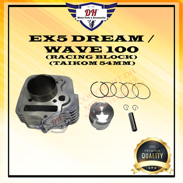 EX5 DREAM / WAVE 100 (TAIKOM) HIGH PERFORMANCE CYLINDER RACING BLOCK KIT (54MM) (ALLOY)