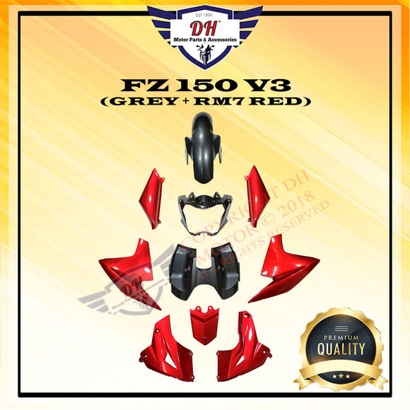 FZ 150 V3 COVER SET YAMAHA FZ150 (GREY + RM7 RED)