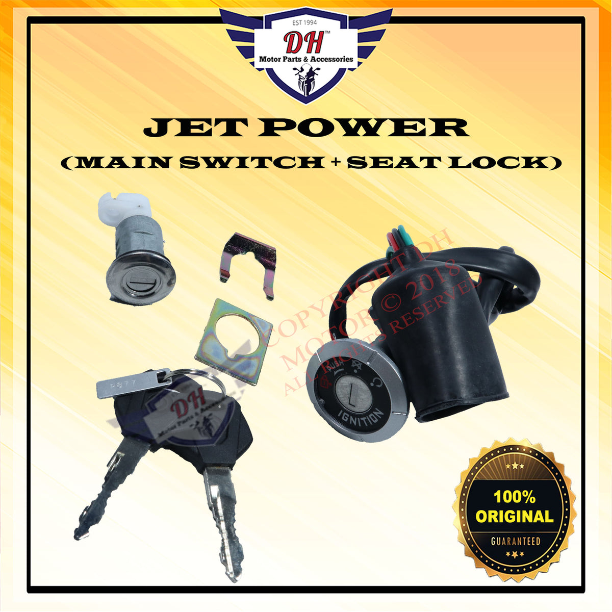 JET POWER (ORIGINAL) IGNITION MAIN SWITCH ASSY + SEAT LOCK SYM – DH ...