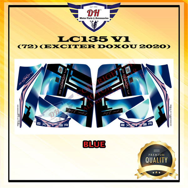LC135 V1 STICKER BODY YAMAHA LC 135 EXCITER DOXOU 2020 BLUE (72) STRIPE