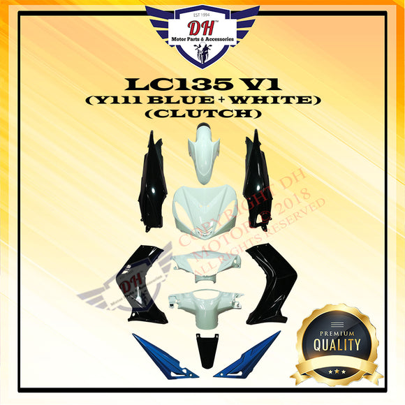 LC135 V1 5ES (CLUTCH) COVER SET YAMAHA LC (Y111 BLUE + WHITE)