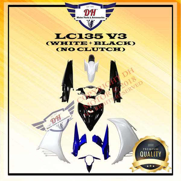 LC135 V3 55D (NO CLUTCH) COVER SET YAMAHA LC (WHITE + BLACK) FULL SET