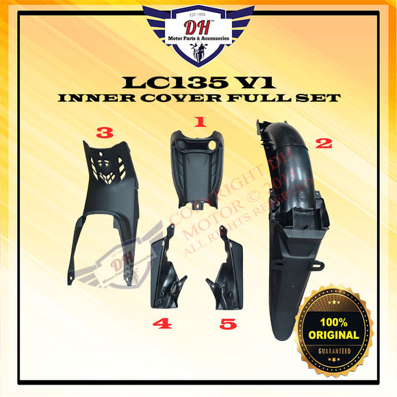LC135 V1 (ORIGINAL) YAMAHA LC MATT BLACK INNER COVER FULL SET (1-5)