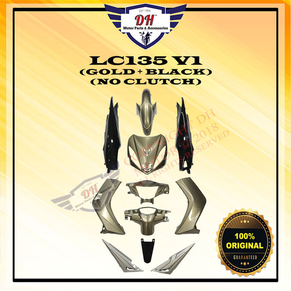 LC135 V1 55D (ORIGINAL) (NO CLUTCH) COVER SET YAMAHA LC (GOLD + BLACK)