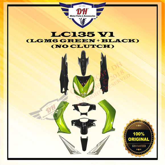 LC135 V1 55D (ORIGINAL) (NO CLUTCH) COVER SET YAMAHA LC (LGM6 GREEN + BLACK)