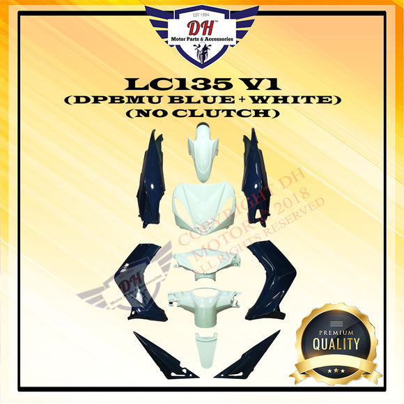 LC135 V1 55D (NO CLUTCH) COVER SET YAMAHA LC (DPBMU BLUE + WHITE)