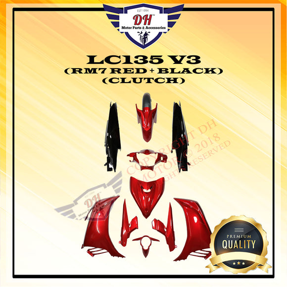 LC135 V3 COVER SET YAMAHA LC (RM7 RED + BLACK) FULL SET