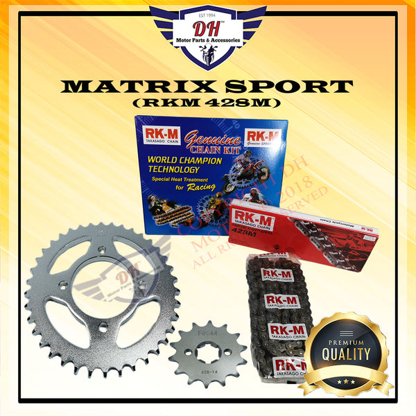 MATRIX SPORT RKM 428M FULL STEEL SPROCKET CHAIN SET DEMAK