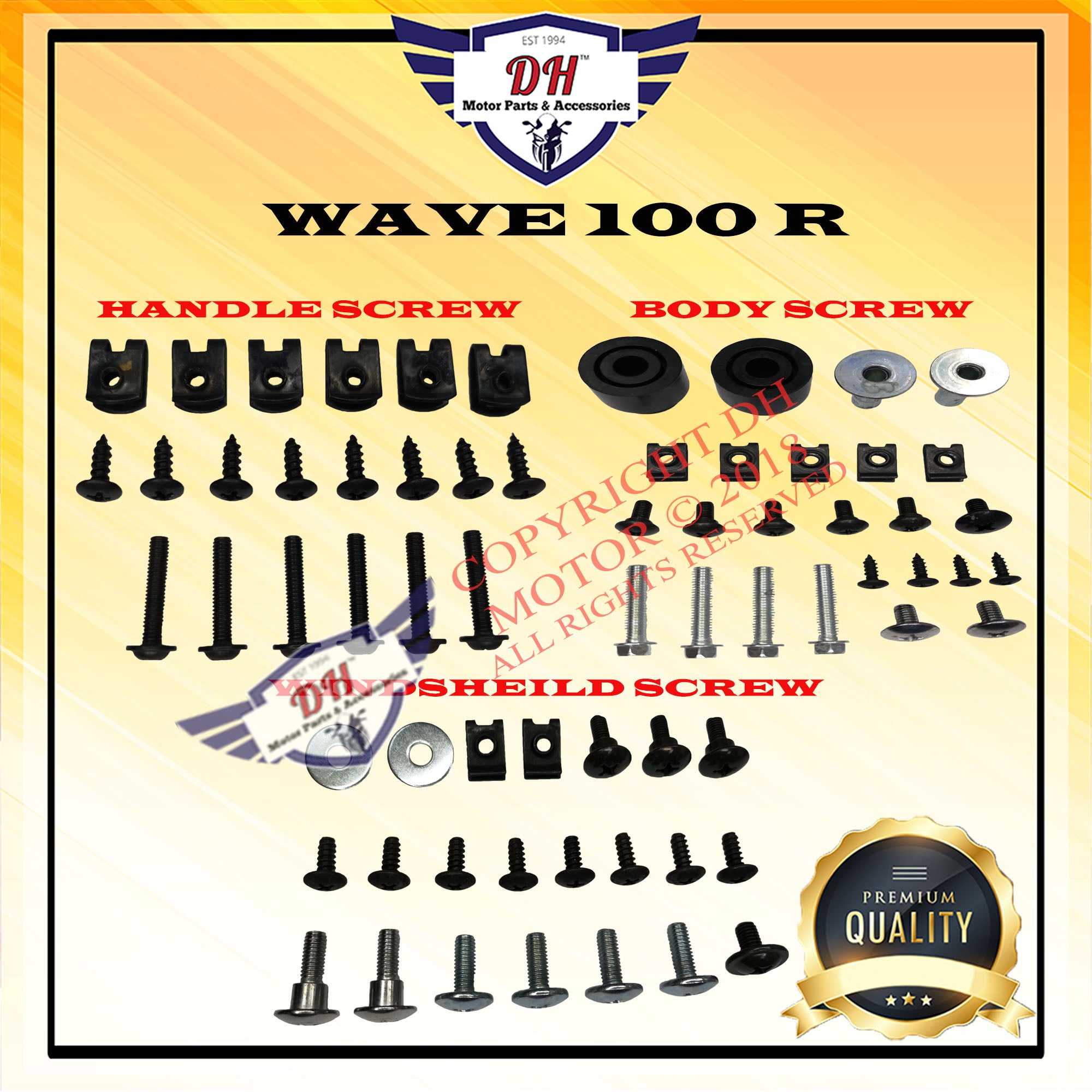Wave100 Part WAVE 100 R SCREW COVER SET HONDA FULL SET – DH MOTOR PARTS & ACCESSORIES
