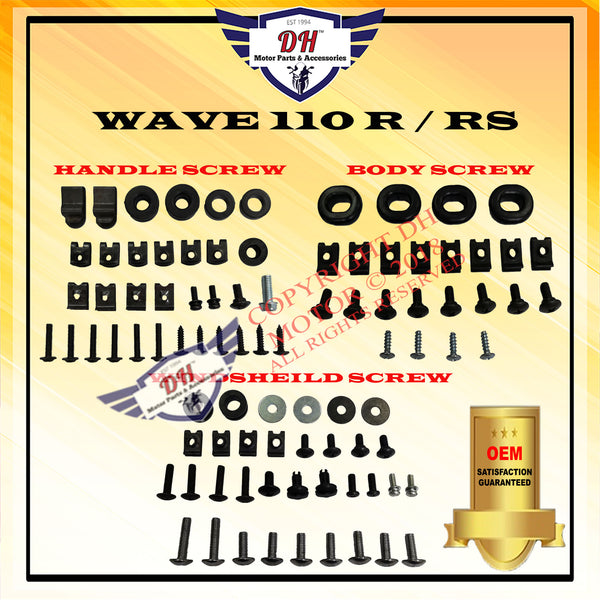 WAVE 110 R / RS (OEM) SCREW COVER SET  HONDA WAVE110 FULL SET