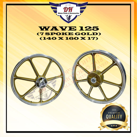 WAVE 125 / WAVE 125 X / WAVE 125 S / WAVE 100 R (DISC) SPORT RIM WITH BUSH AND BEARING 7 SPOKE 140 X 160 X 17 HONDA