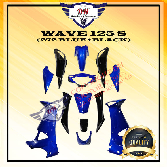 WAVE 125 S COVER SET (272 BLUE + BLACK) FULL SET HONDA
