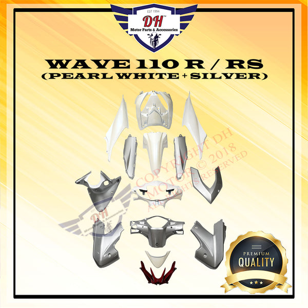 WAVE 110 R / RS COVER SET (PEARL WHITE + SILVER) FULL SET HONDA