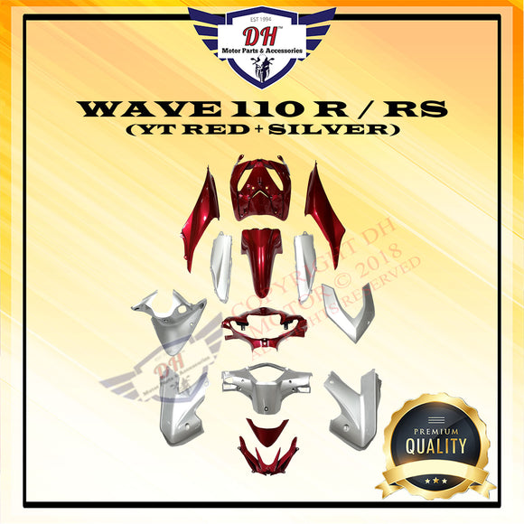 WAVE 110 R / RS COVER SET (YT RED + SILVER) FULL SET HONDA