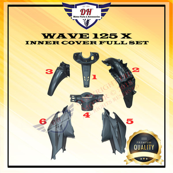 WAVE 125 X HONDA MATT BLACK INNER COVER FULL SET (1-6) ULTIMO WAVE125X