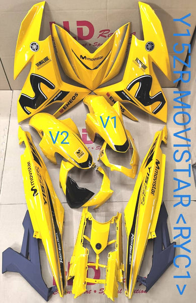🔥READY STOCK🔥 Y150 ZR V1 / V2  NEW COVER SET LIMITED EDITION MOVISTAR YAMAHA STICKER STAMPED WITH 2K CLEAR