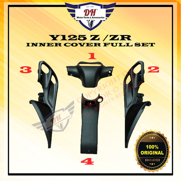 Y125Z (ORIGINAL) YAMAHA BLACK INNER COVER FULL SET (1-4) (Y125 Z  / Y125 ZR)