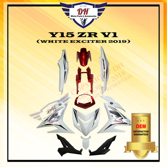 Y150 ZR (OEM) COVER SET (PEARL WHITE EXCITER 2019) YAMAHA Y15 LC150 EXCITER, STICKER STAMPED 2K