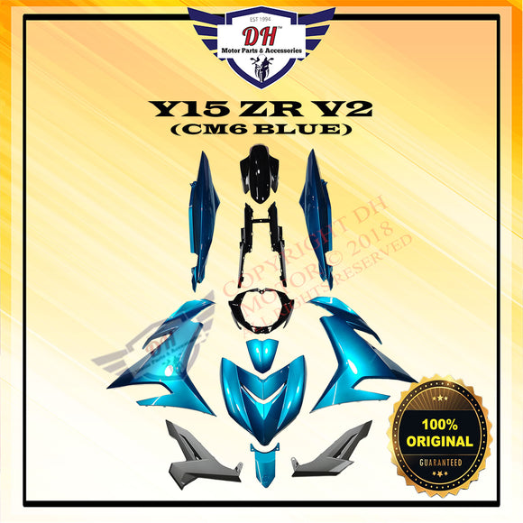 Y15 V2 (ORIGINAL) COVER SET YAMAHA LC150 EXCITER (CM6 BLUE) FULL SET, WITH BODY STICKER ORIGINAL